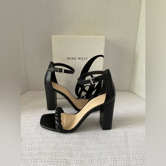 Nine West Black Block Heel Sandals with Ankle Strap - Picture 2 of 6